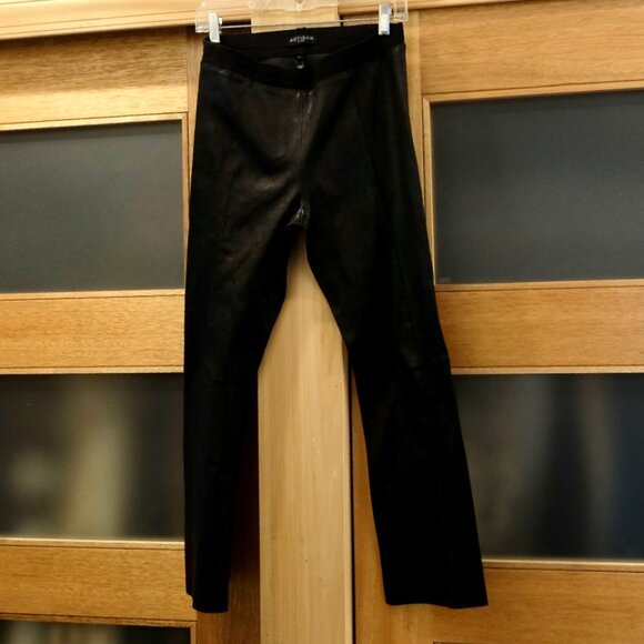 ARTISAN DE LUXE~100% Black Leather Skinny Jeans Pencil Pants~HIGH RISE MED NWOT